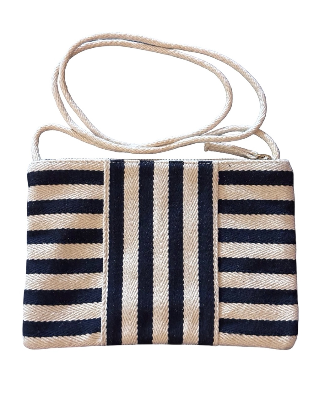 GAP Navy and Cream Striped Crossbody Bag